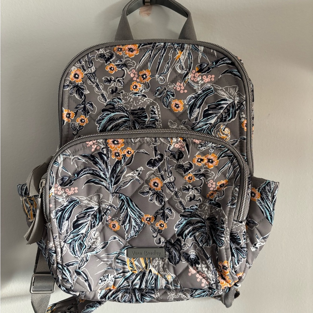 Vera Bradley Gray and Orange Floral Backpack
